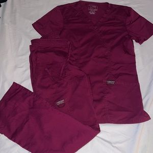 Maroon Cherokee Workwear Revolution Scrub Set
